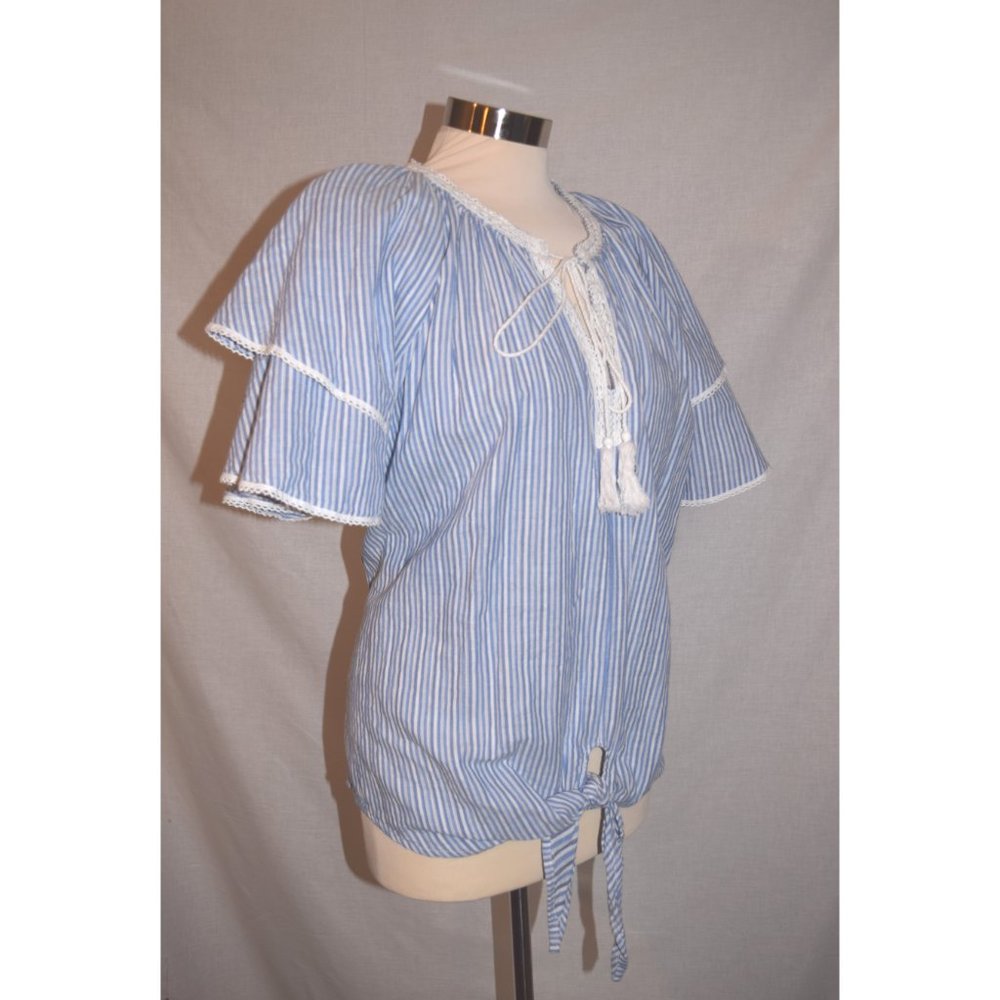 Seven7 Striped Tie Front Blouse size XL - Picture 4 of 10